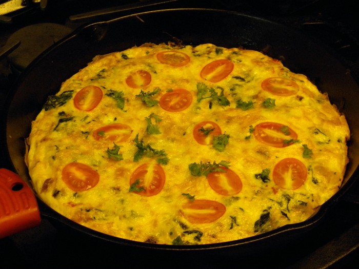 Fritatta With Spinach, Tomatoes, Cheese