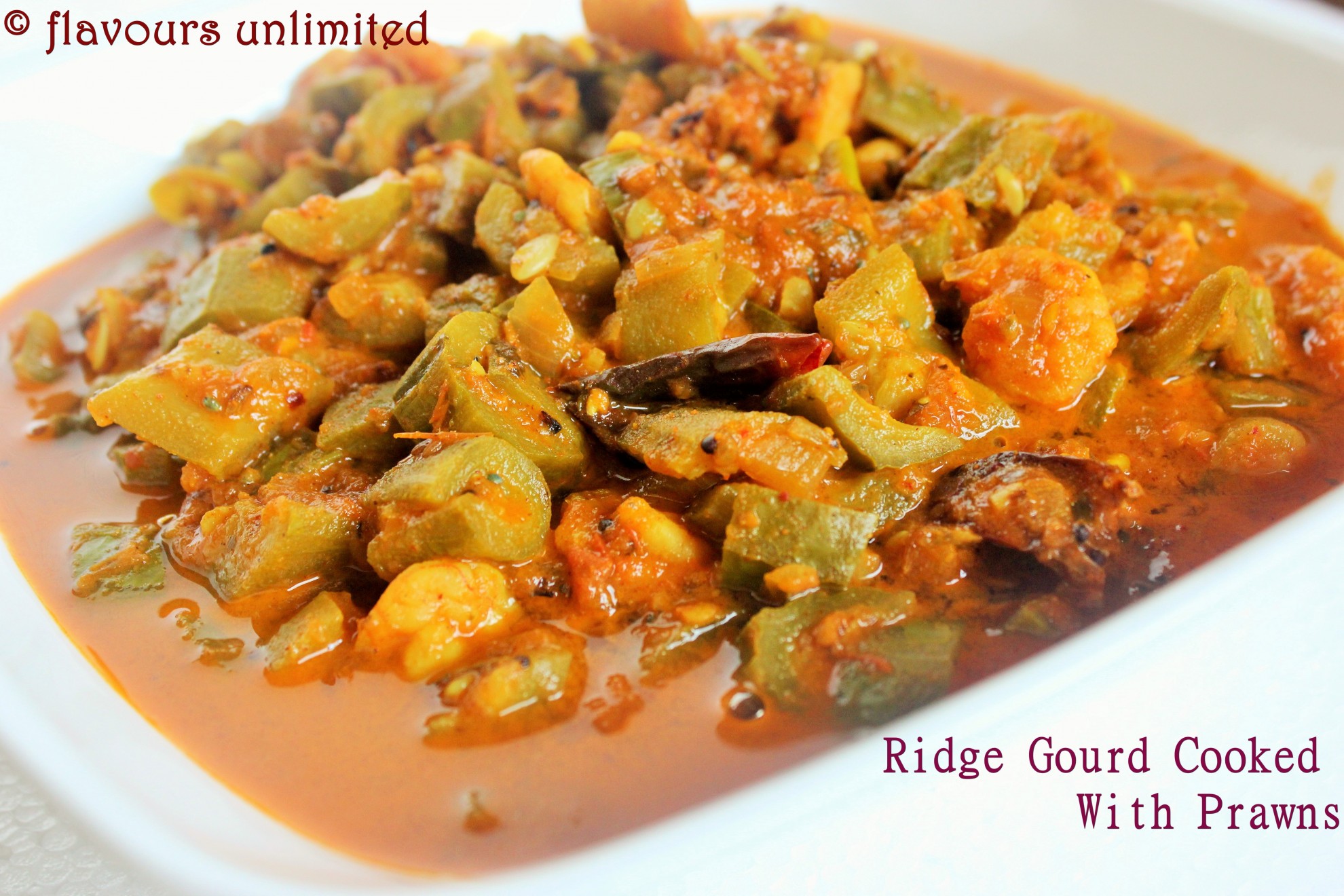 Ridge Gourd Cooked With Prawns 
