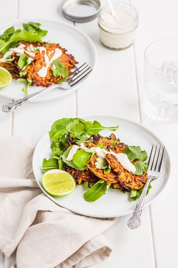 Sweet Potato Fritters with Cashew Lime Cream