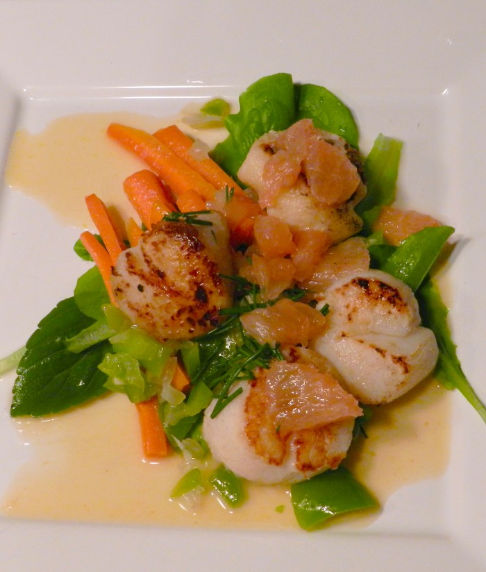 Scallops in a Grapefruit Reduction