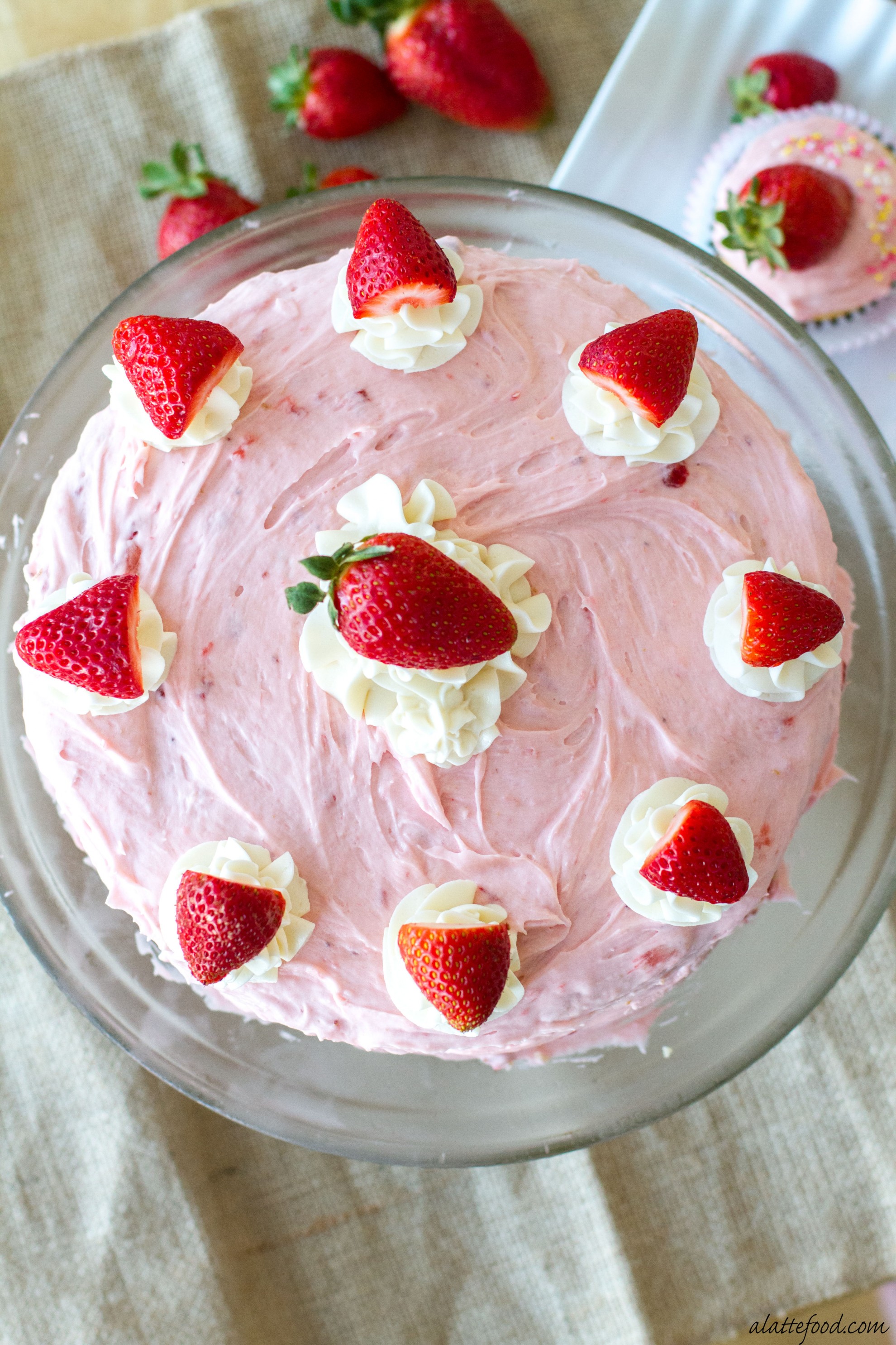 Vanilla Cake with Strawberry Buttercream