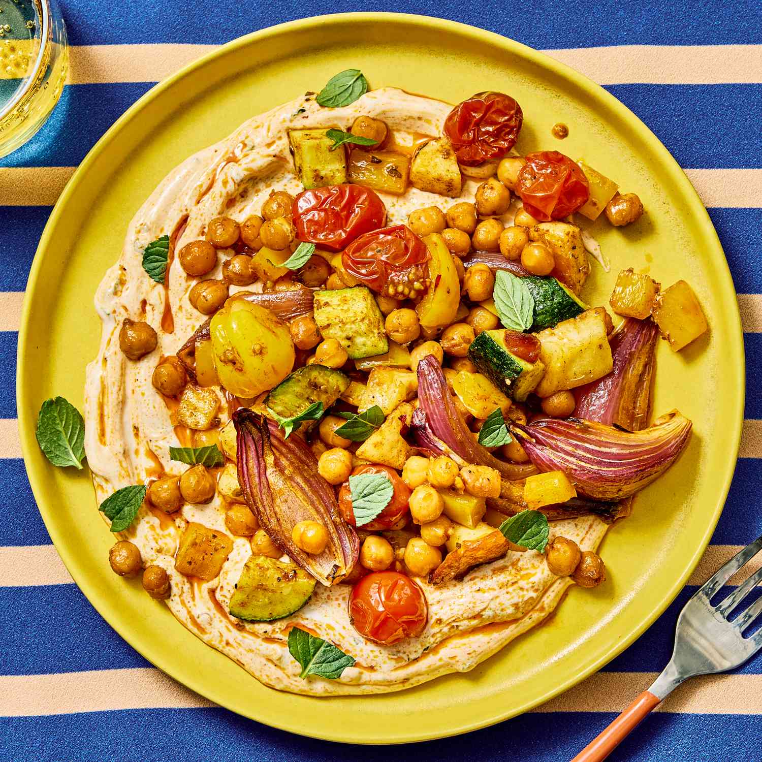 Roasted Veggies with Halloumi & Chickpeas