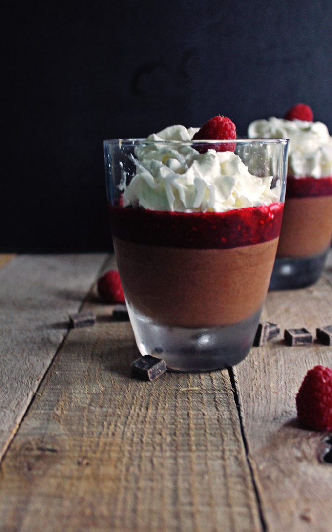 BELGIAN CHOCOLATE MOUSSE WITH RASPBERRY LAMBIC SAUCE