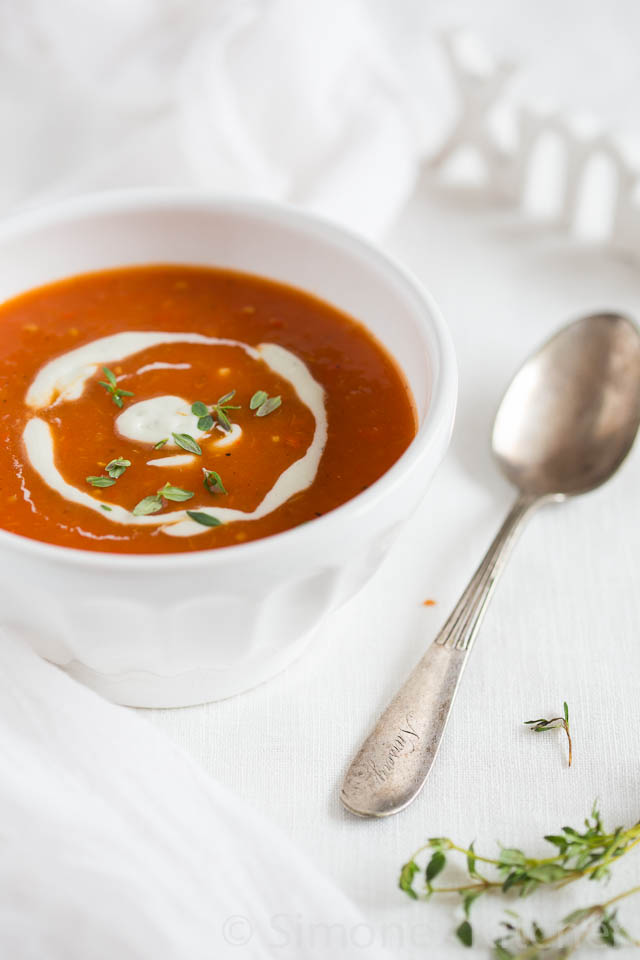 tomato soup with gorgonzola cream