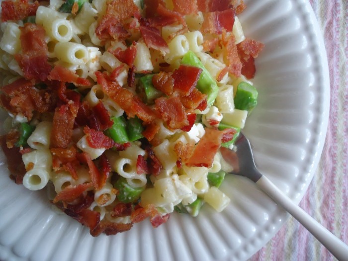 Bacon Asparagus and Feta Pasta Salad
