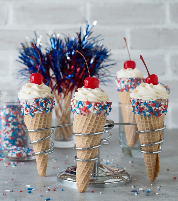 4th of July Cheesecake Ice Cream Cones