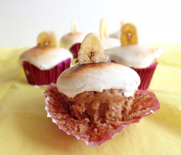 Banana Cupcakes with Peanut Butter Swirl