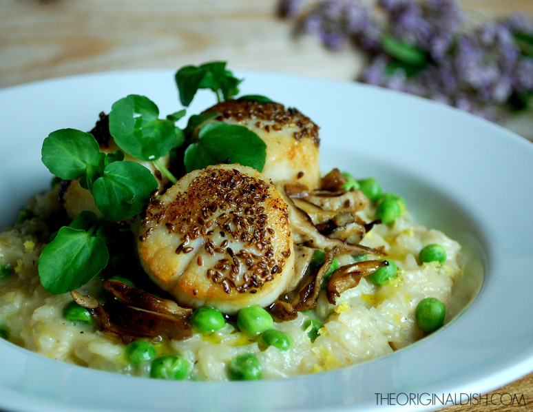 ANISE SEARED SCALLOPS WITH PEA RISOTTO