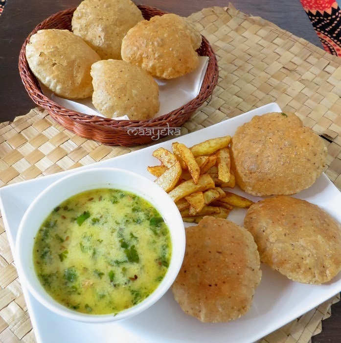 Adrak ki Subzi and Dhaniya Poori  - Ginger stew and puffed spiced bread
