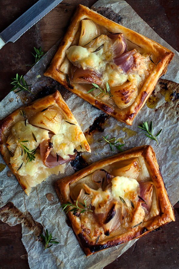 Delectable little Onion and Cheese Puff Tarts