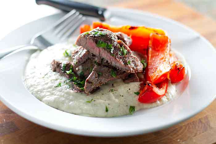 GRILLED STEAK WITH EGGPLANT PUREE 