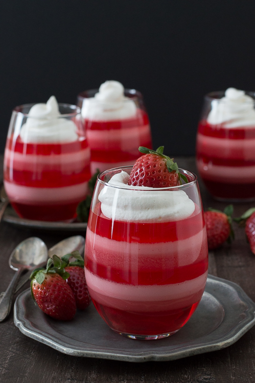 Layered Strawberry Jello Cups