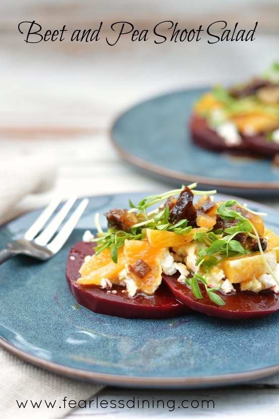 Beet and Pea Shoot Salad