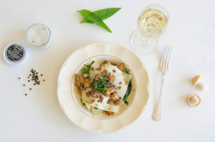 Wet and Wild Garlic Lasagne with Creamy St. Georges Mushrooms