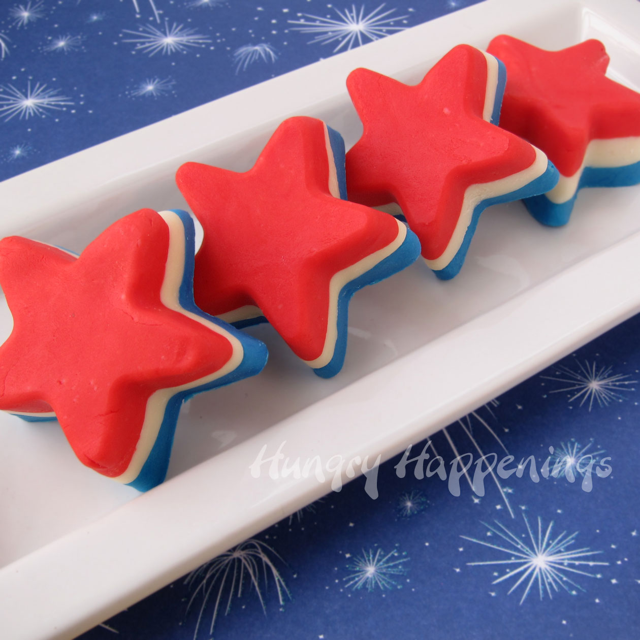 4th of July Dessert - Red, White, and Blue Fudge Stars