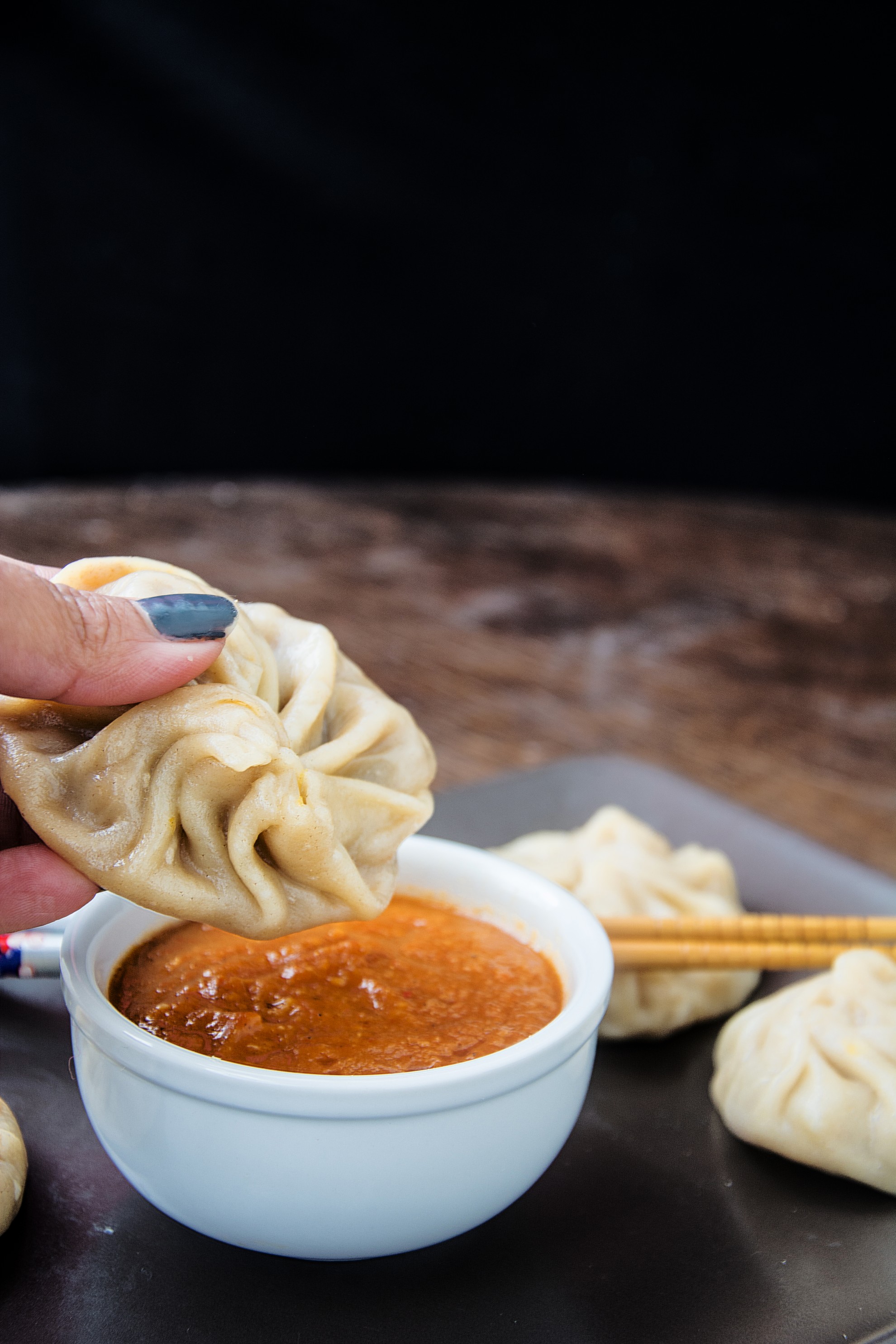 Steamed Veg Momos With Spicy Chili Chutney | Vegetable Dim Sum Recipe