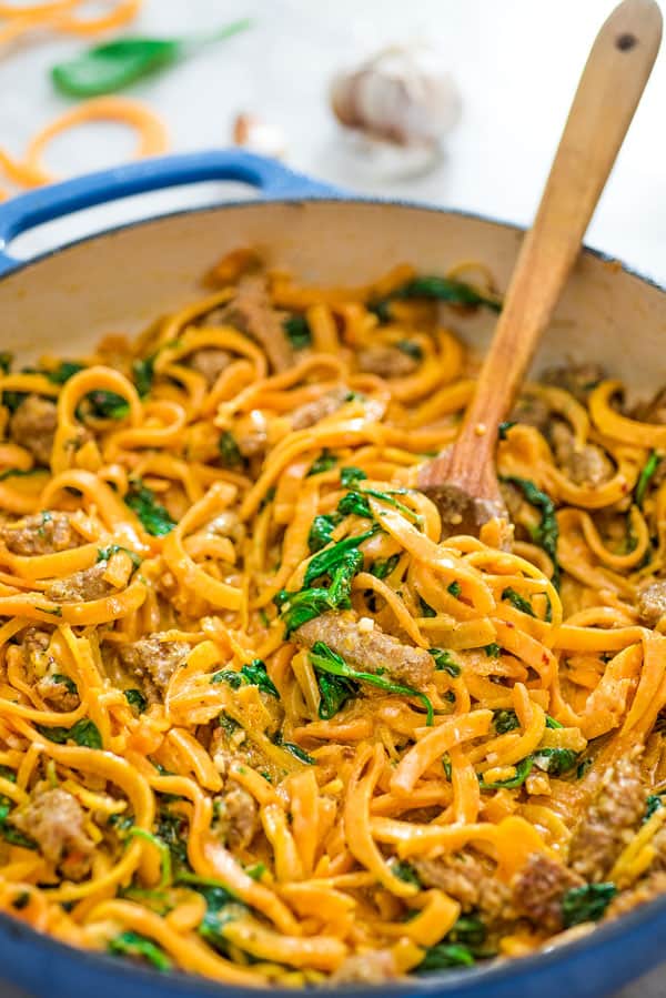 Butternut Squash Noodles with Sausage