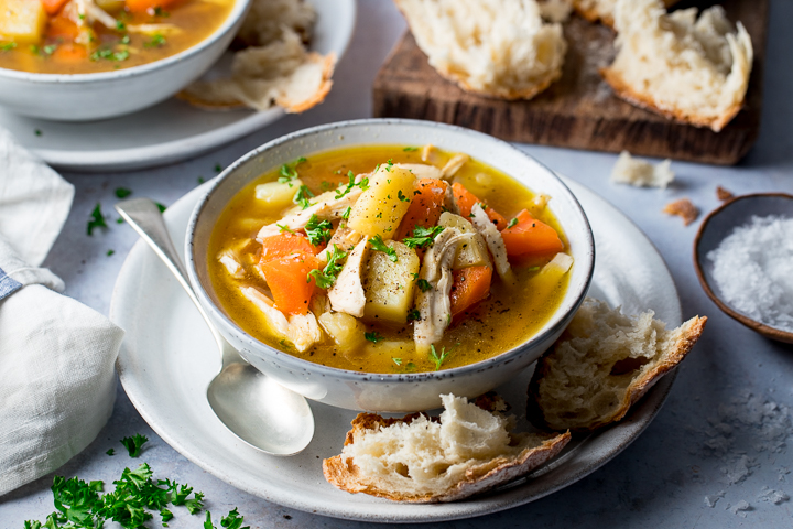Piled High Chicken and Vegetable Soup