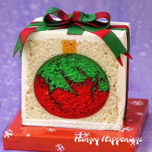 Christmas Present Cake with an Ornament Surprise Inside