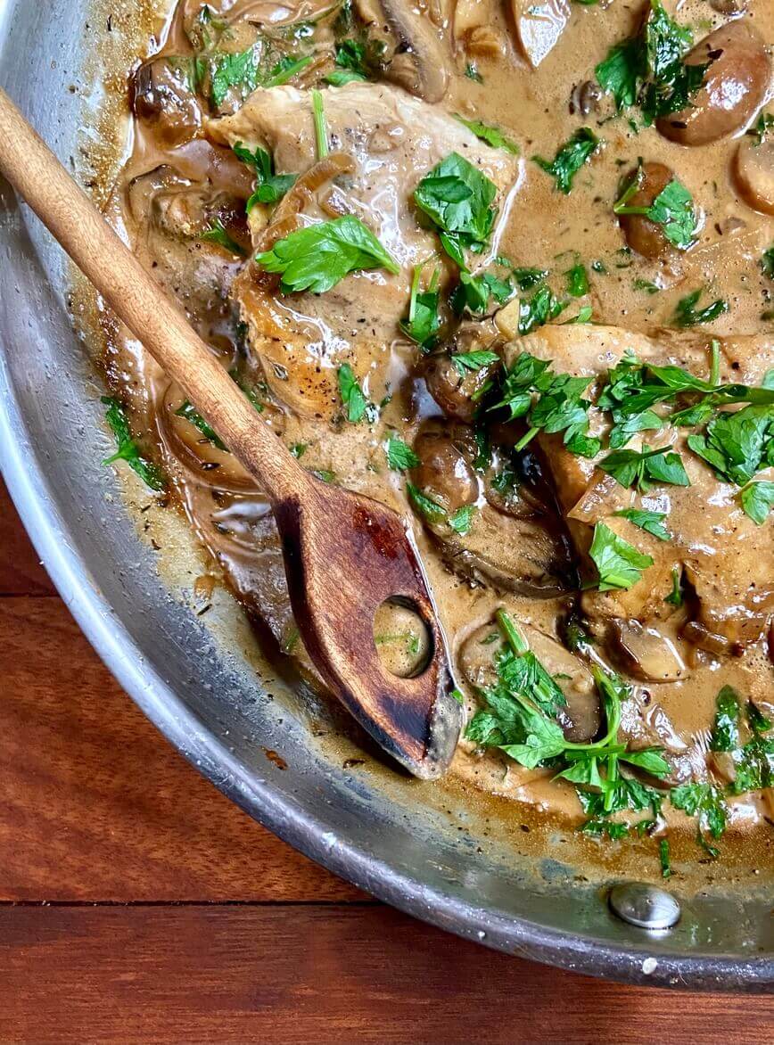Creamy Balsamic Chicken with Mushrooms and Fresh Parsley