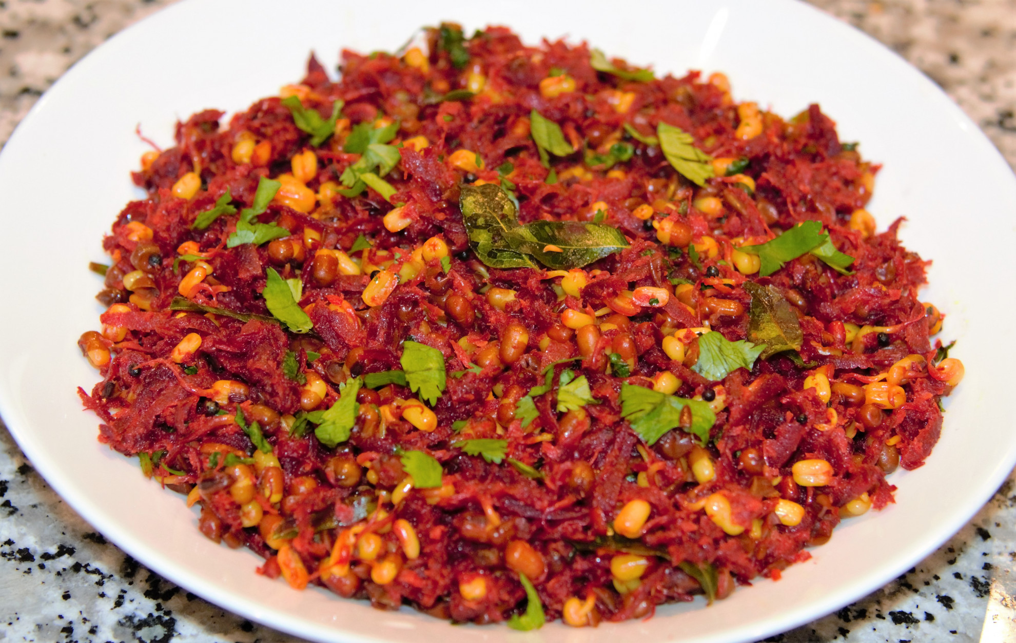 Beetroot and Moong Sprouts Curry