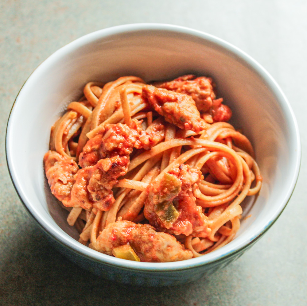 Spicy Linguine with Sausage in a Rose Sauce