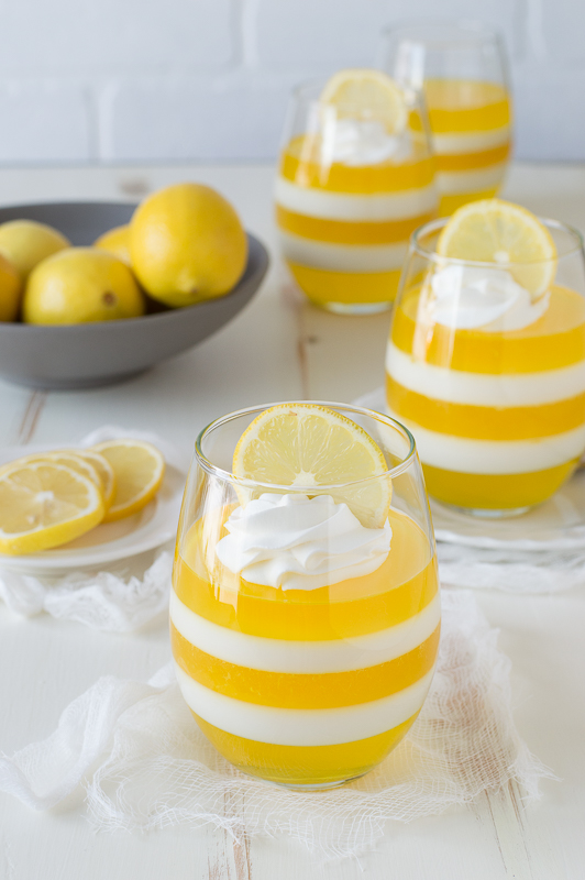 Layered Lemon Jello Cups