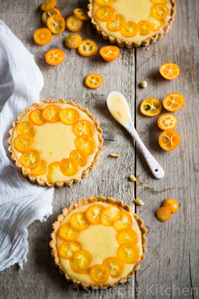 Lime curd tarts with kumquats and step 2…
