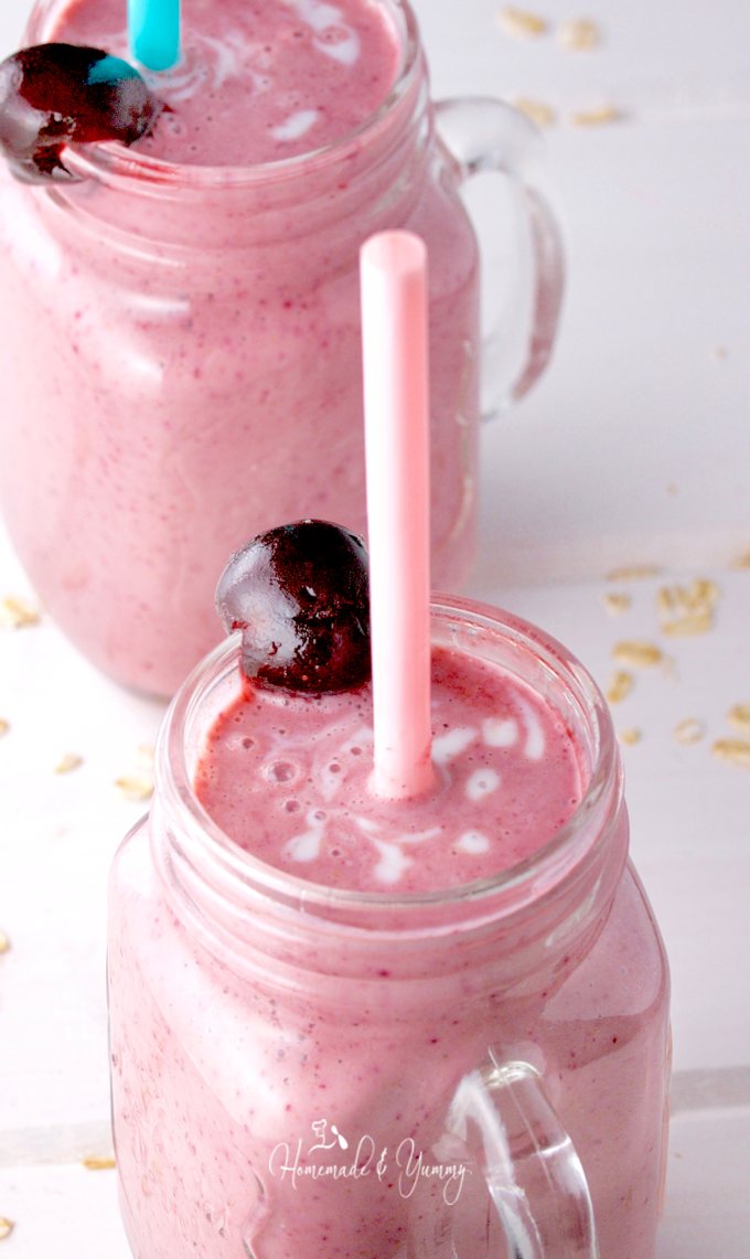 Nutritious Vanilla Bean Kefir Smoothie with Cherries and FIgs
