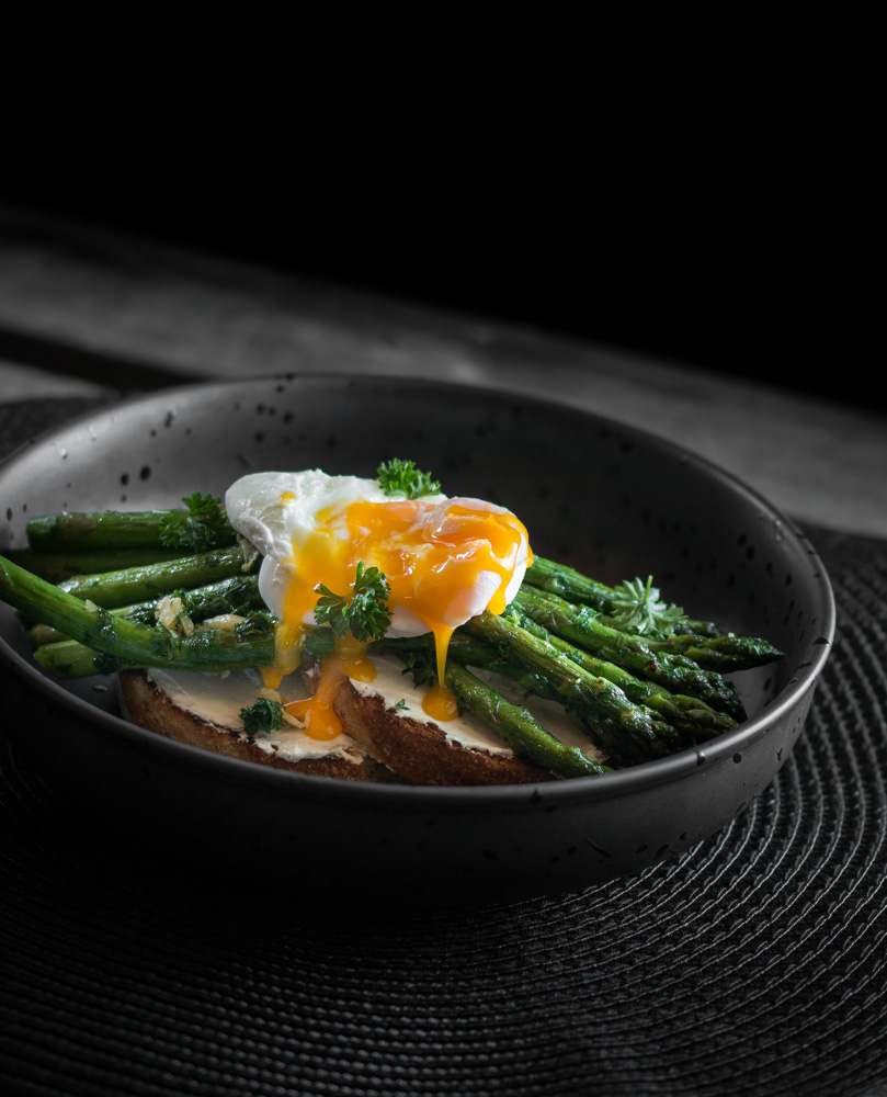 Cream Cheese, Asparagus and Poached Egg on Toast