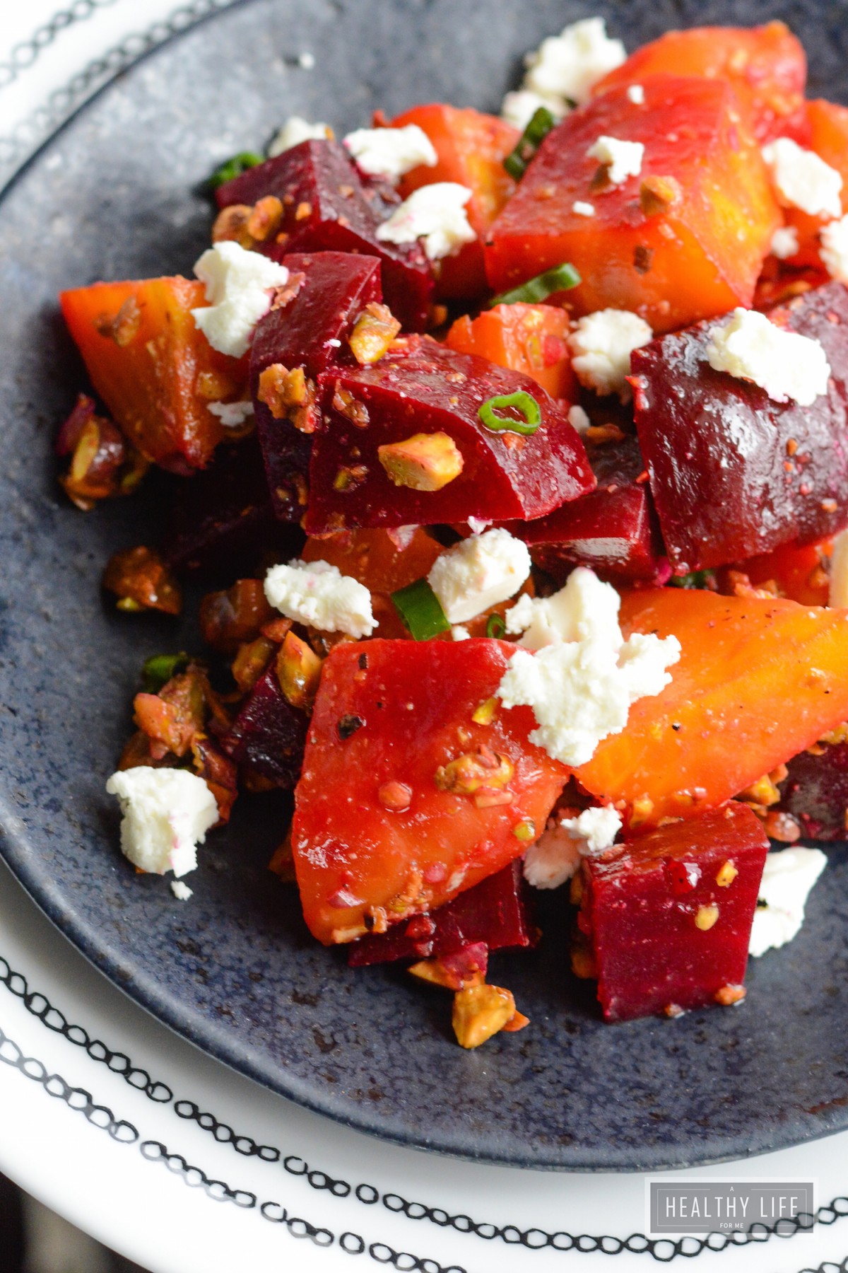 Roasted Beets Pistachio and Goat Cheese Salad