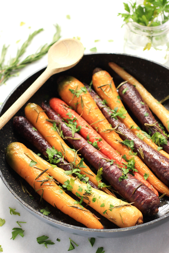 Roasted Rainbow Carrots with Rosemary & Parsley