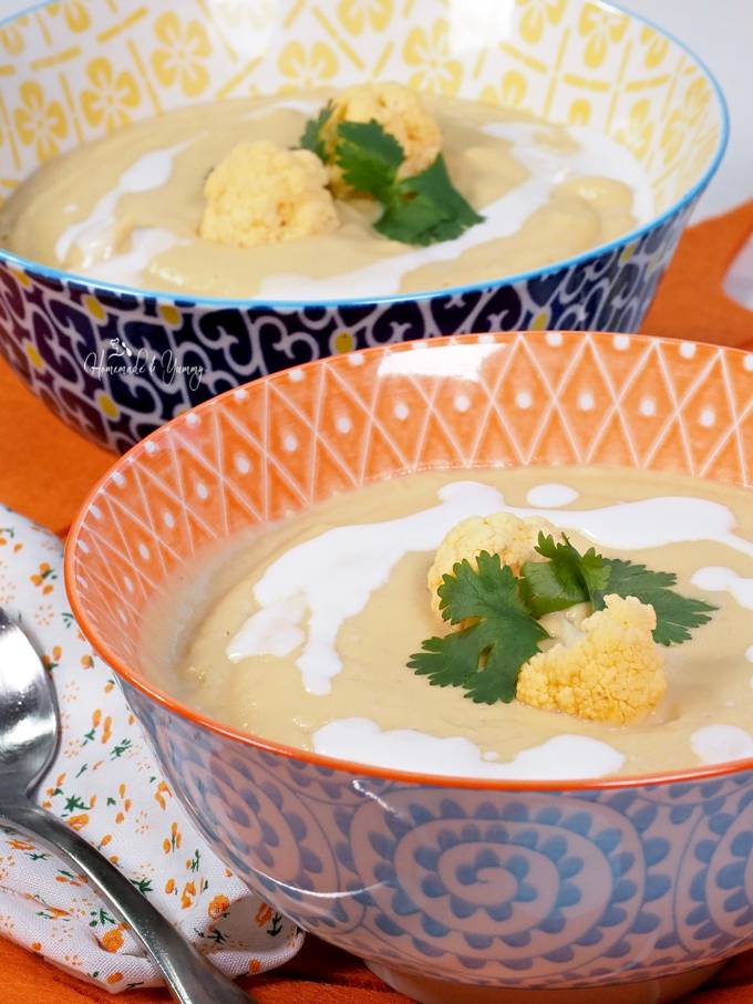 Roasted Orange Cauliflower Blender Soup with Curry