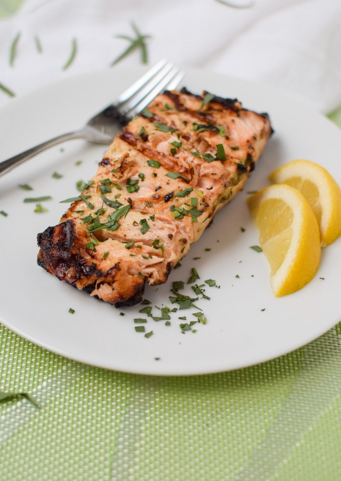 Grilled Salmon with Mustard Sauce