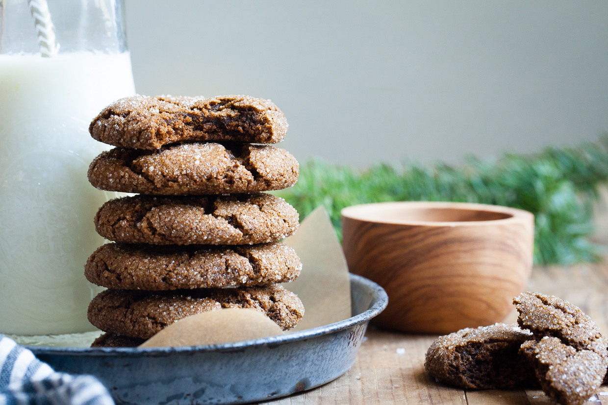 Salted Bacon Fat Ginger Molasses Cookies {gluten-free}