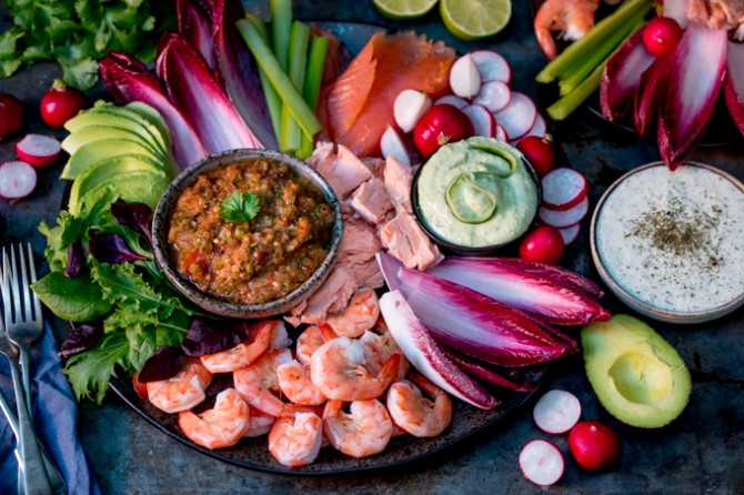 Seafood Party Platter with Three Dips