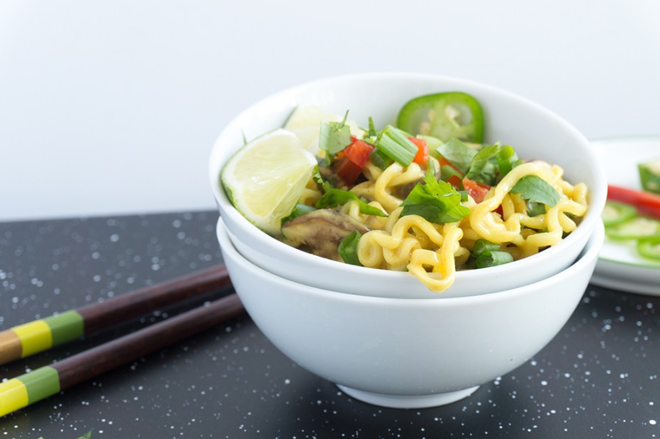 Lightning Fast Thai Curly Coconut Curry Noodles