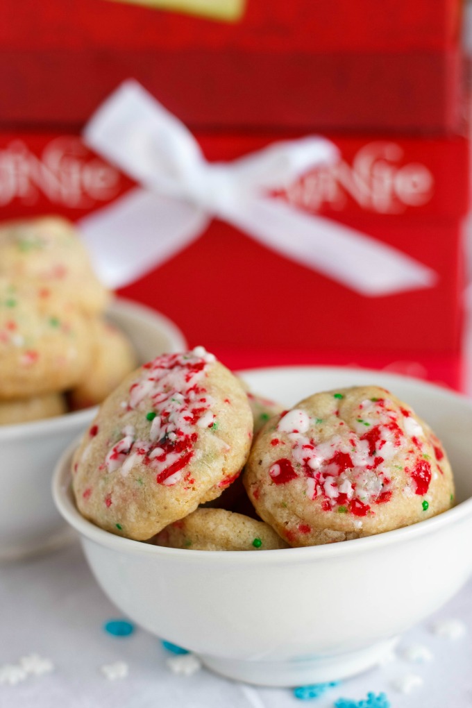 Vegan Shortbread Cookies with Crushed Candy Cane