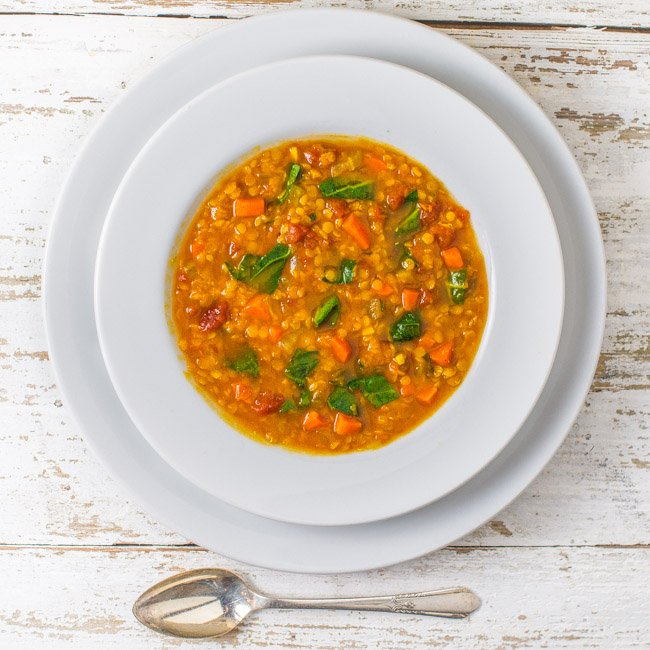 Red Lentil Soup with Collards