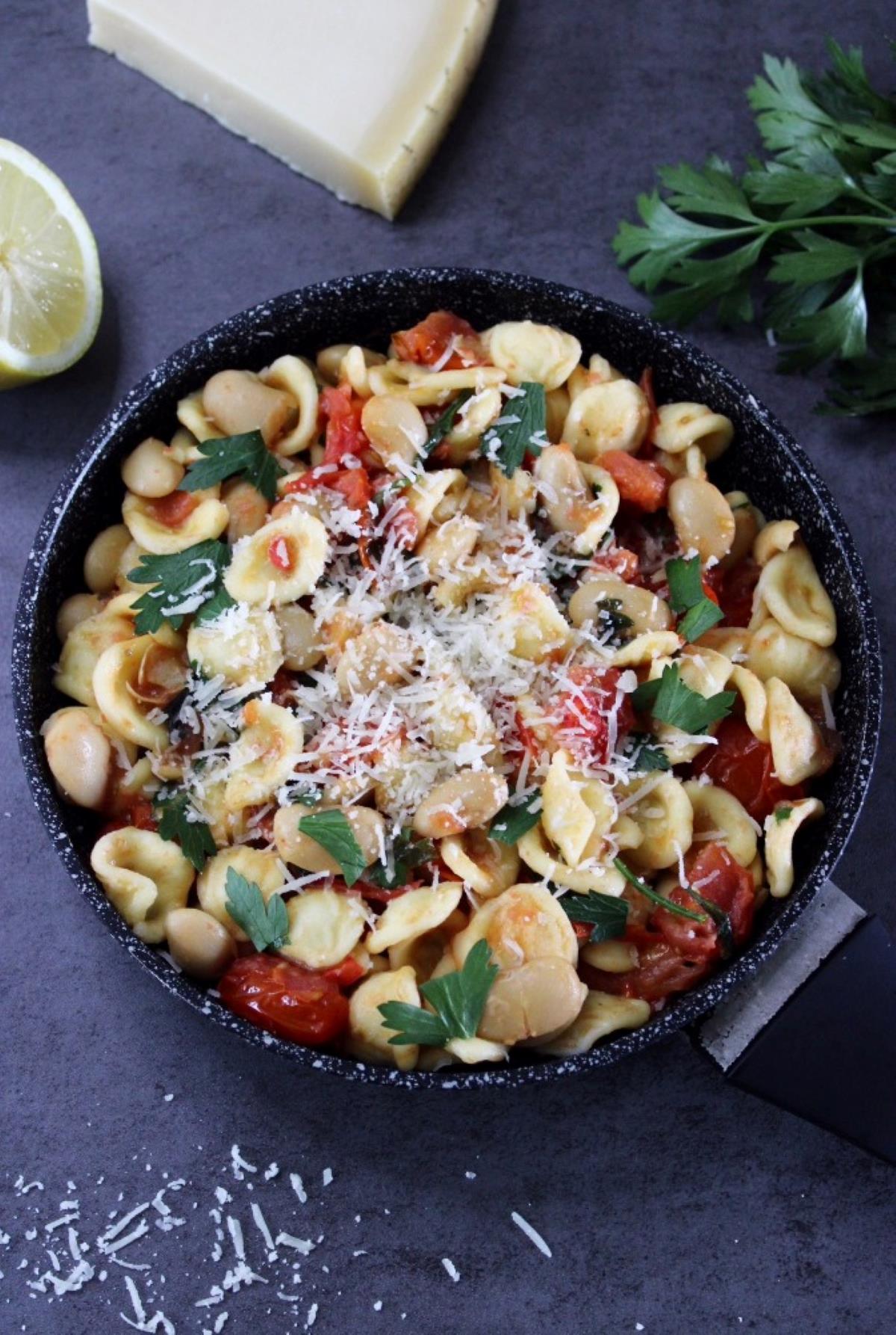 Orecchiette with Cherry Tomatoes and Lima Beans
