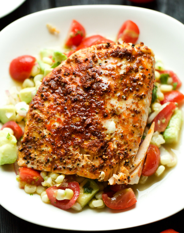 Salmon with Avocado Corn Salad