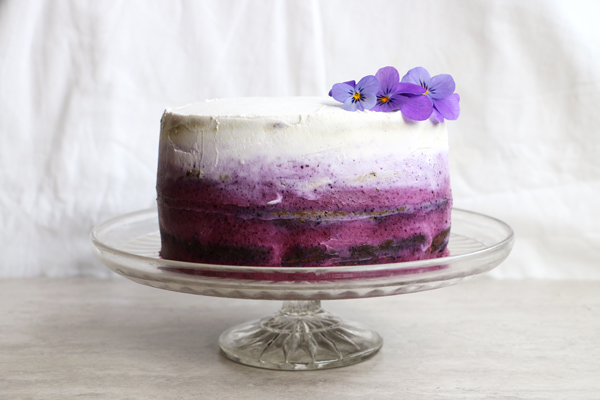 Blueberry Cake with Coconut Frosting-gluten-free & vegan