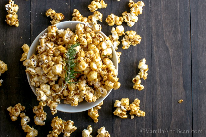 Rosemary-Stout Salted Caramel Popcorn