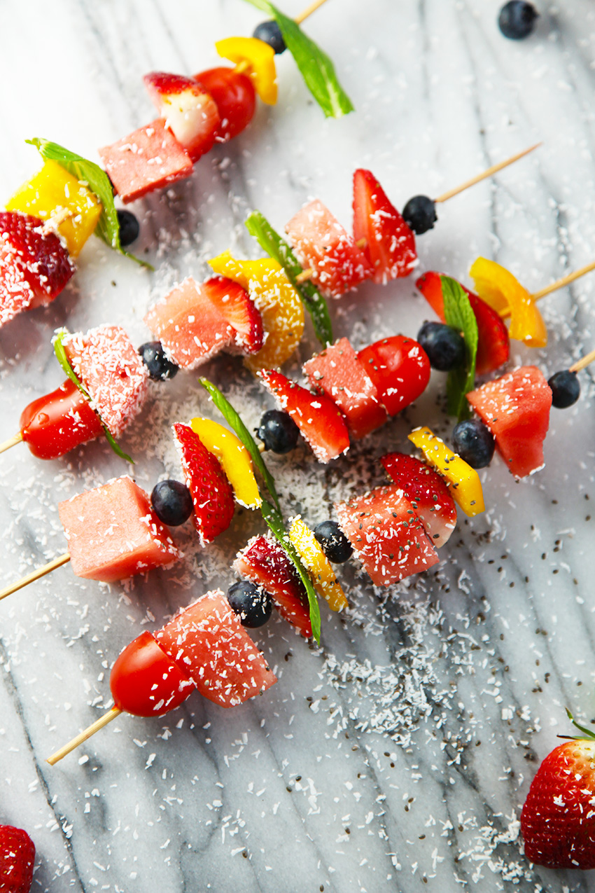 Fruit Skewers with Coconut & Chia