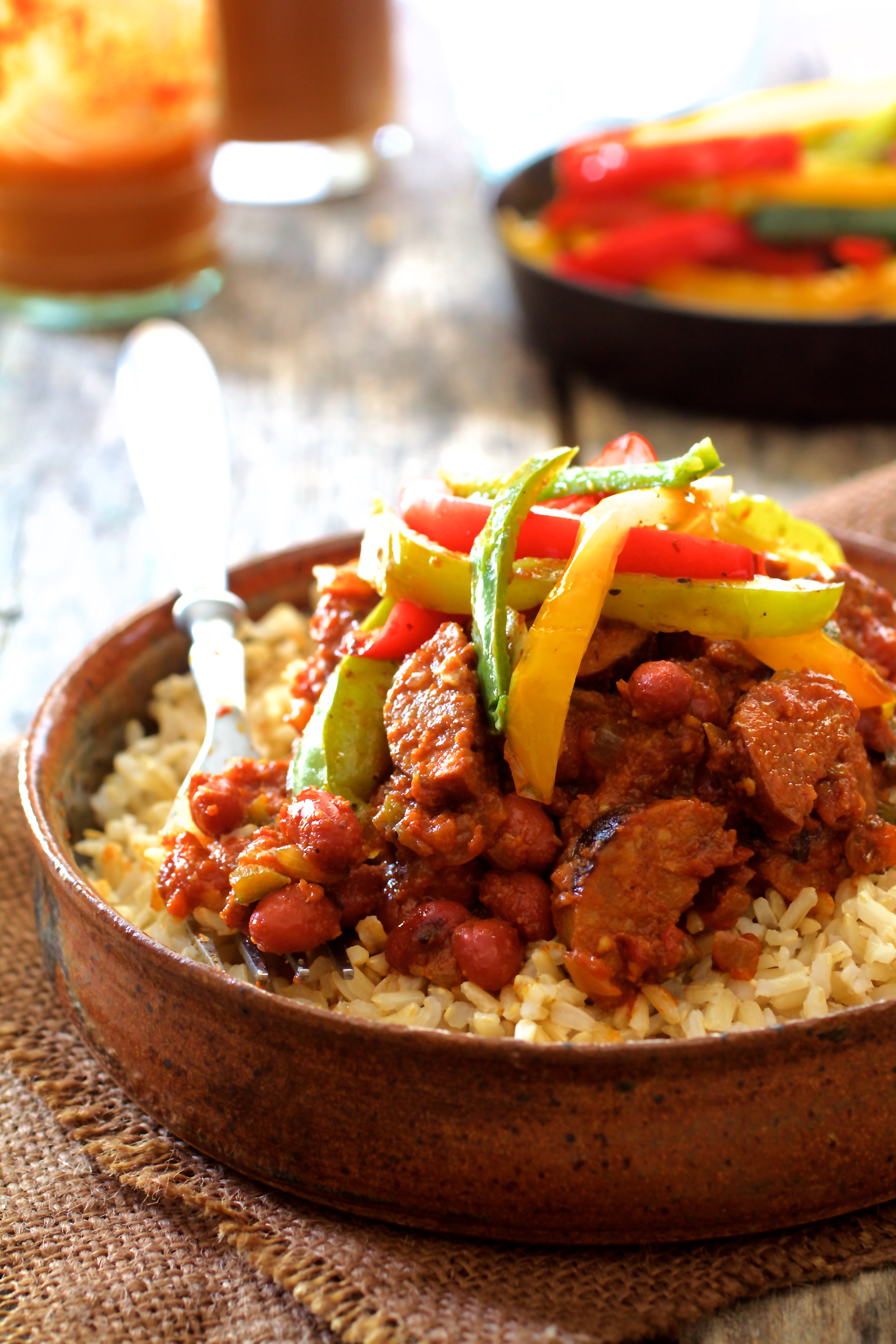Red Beans and Rice with Chorizo and Bell Pepper Saute