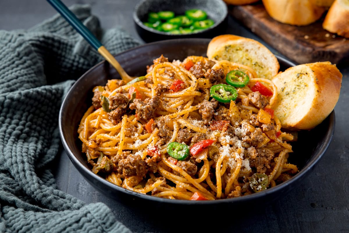 Buffalo Minced Beef Spaghetti