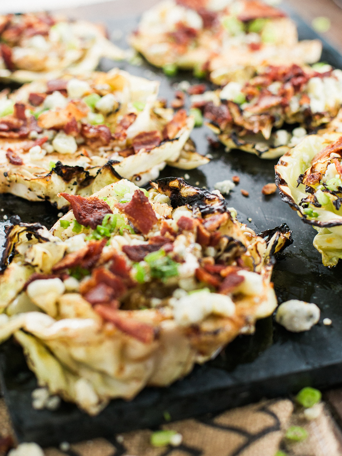 Grilled Cabbage Steaks With Bacon & Blue Cheese