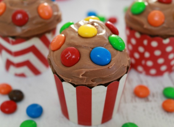 Chocolate Cupcakes with M&M Frosting
