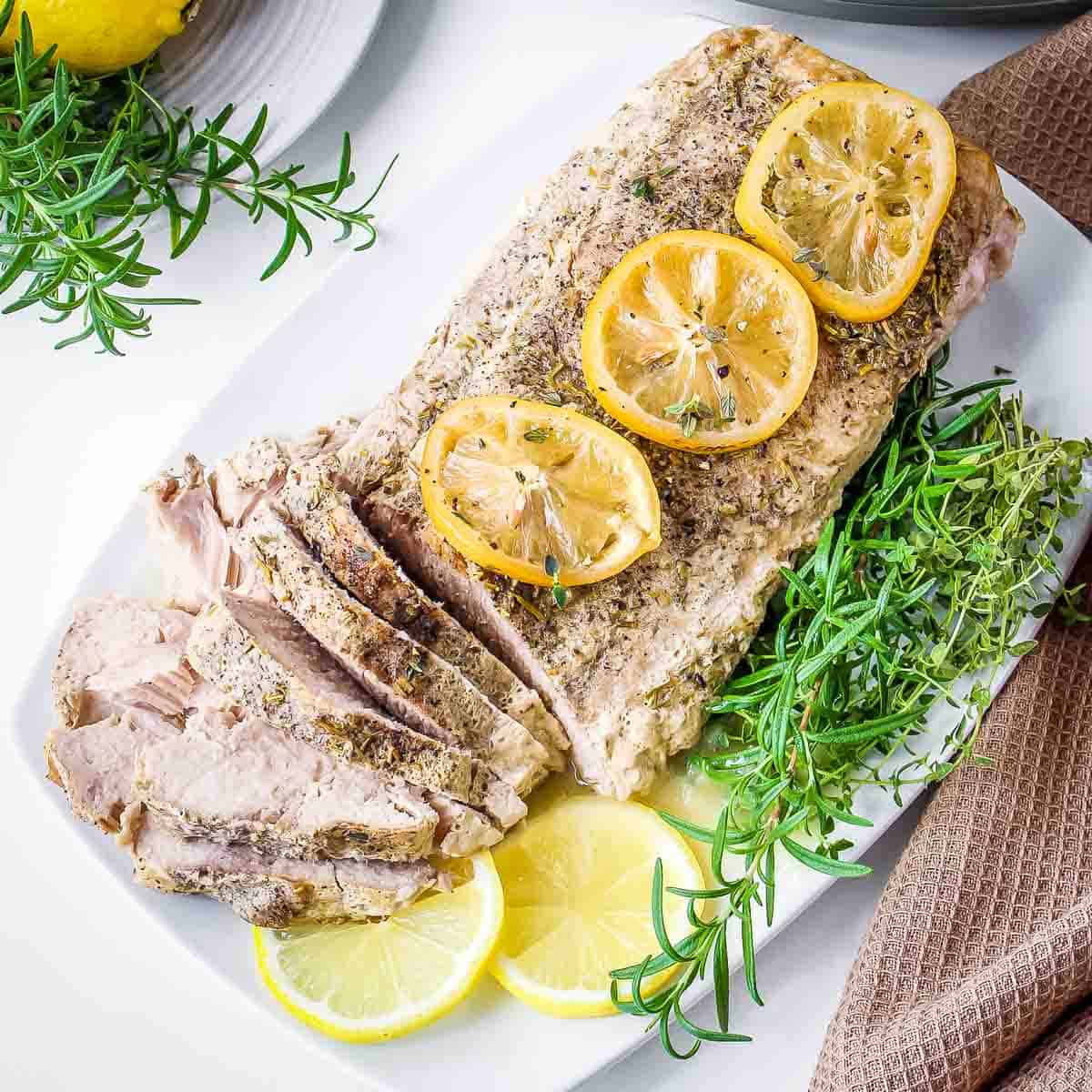 Slow Cooker Pork Roast with Lemon and Rosemary