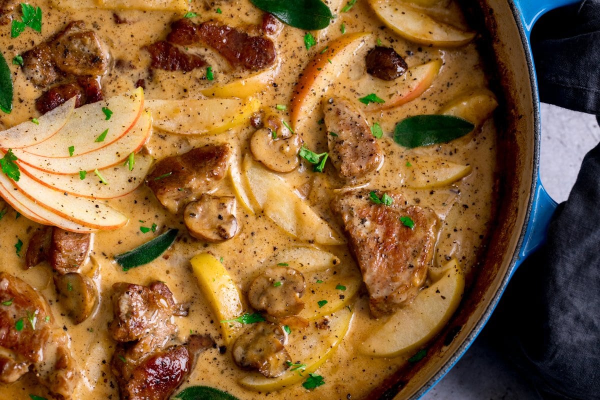 Creamy Pork And Apple Casserole With Cider By Kitchen Sanctuary Foodrhythms